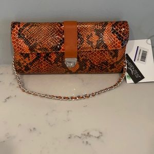 Parentesi orange leather Italy bag new clutch